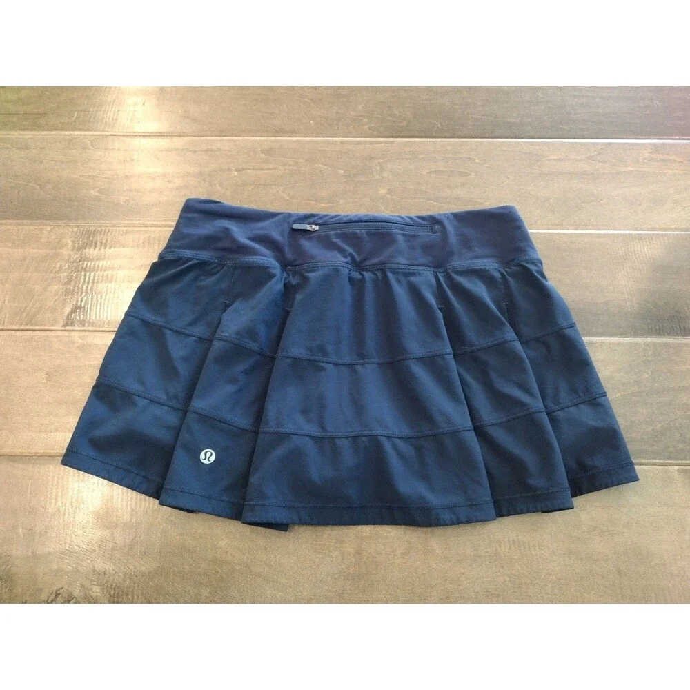 LULULEMON Women's EEUC navy blue Pace Rival tennis Skirt Skort - size 6 rare